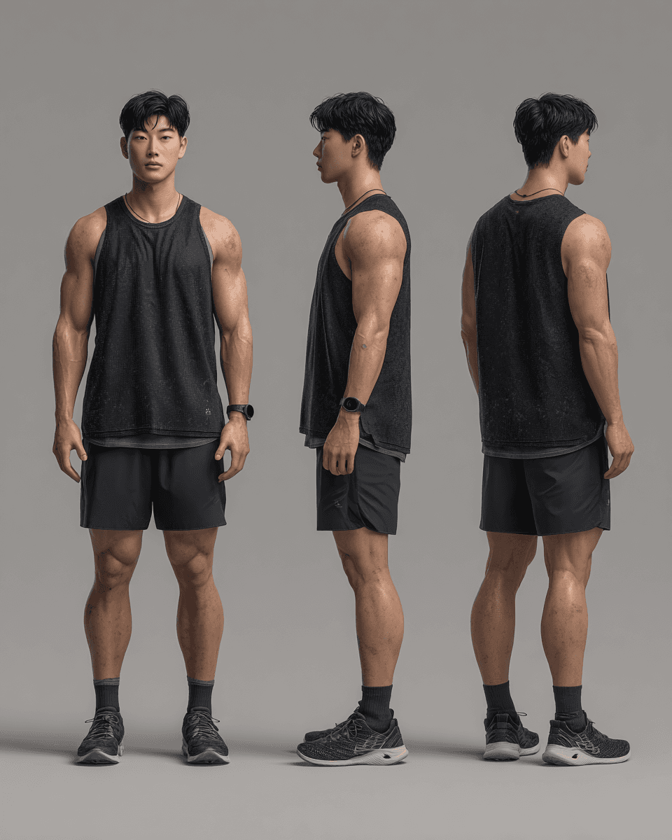 โมเดล 3D ของผู้ชายในชุดกีฬา