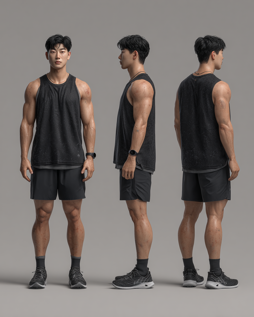 โมเดล 3D ของผู้ชายในชุดกีฬา