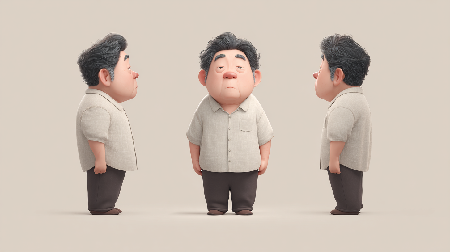 ตัวละครการ์ตูนชายอ้วน 3 มิติ
