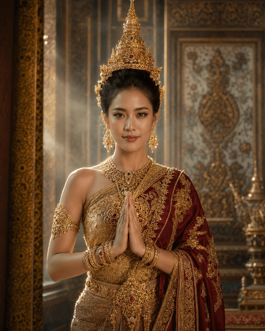 ภาพพอร์ตเทรตหญิงในชุดไทยประยุกต์