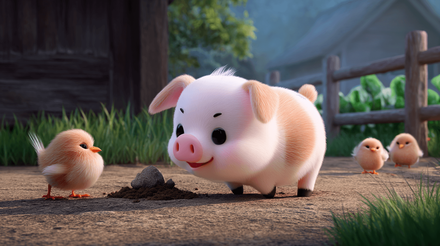 หมูและนกน้อยในโลกการ์ตูน