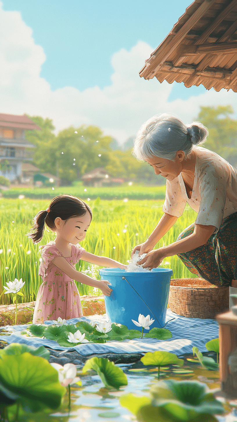ภาพวาดที่อบอุ่นเกี่ยวกับครอบครัวในชนบท