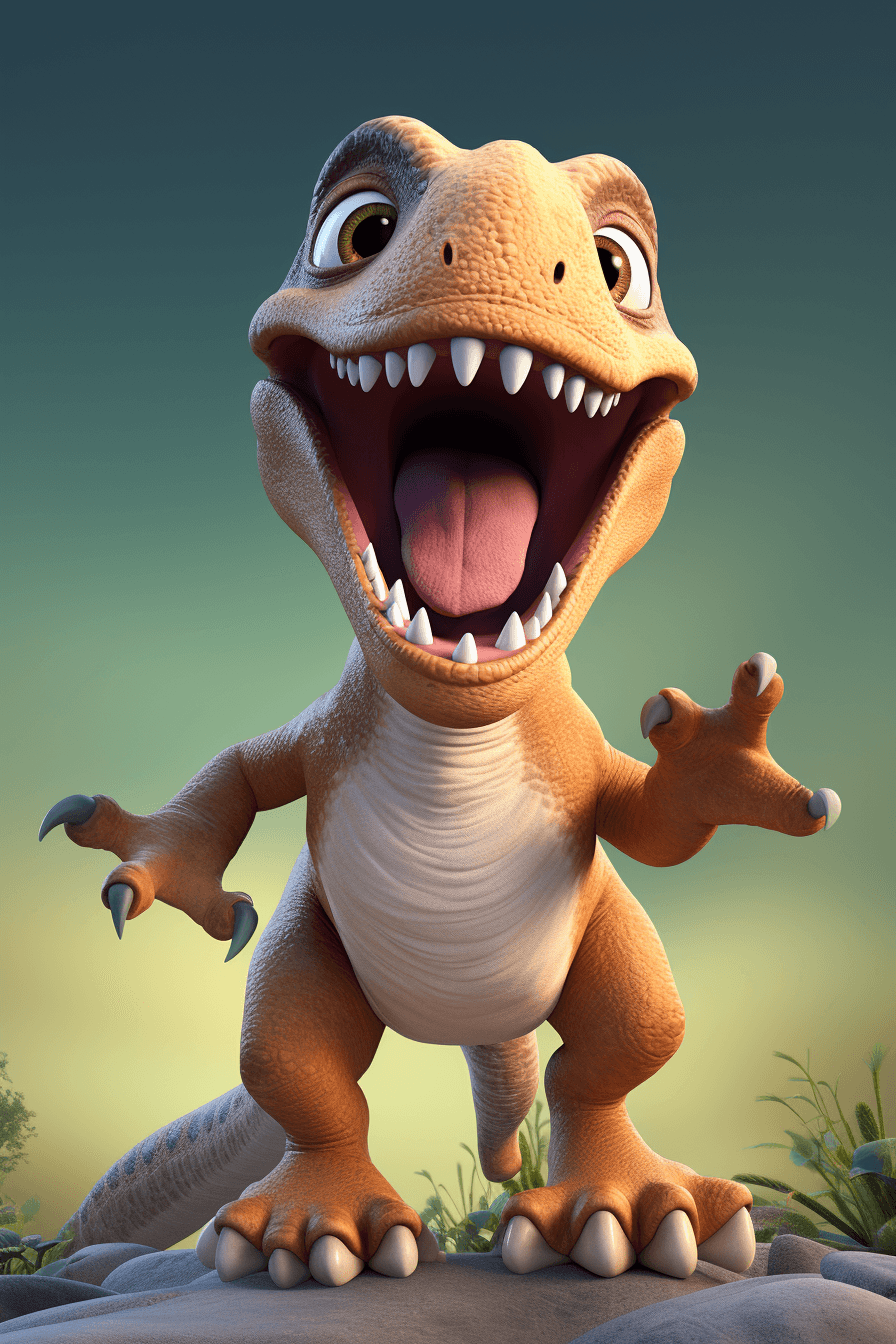 ไดโนเสาร์การ์ตูนที่น่ารักและมีชีวิตชีวา
