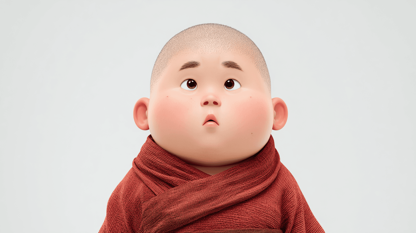 การ์ตูนเด็กน้อยน่ารักในชุดพระ