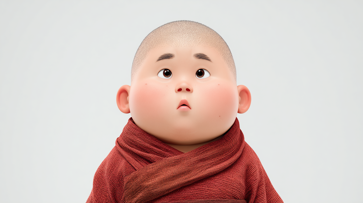 การ์ตูนเด็กน้อยน่ารักในชุดพระ