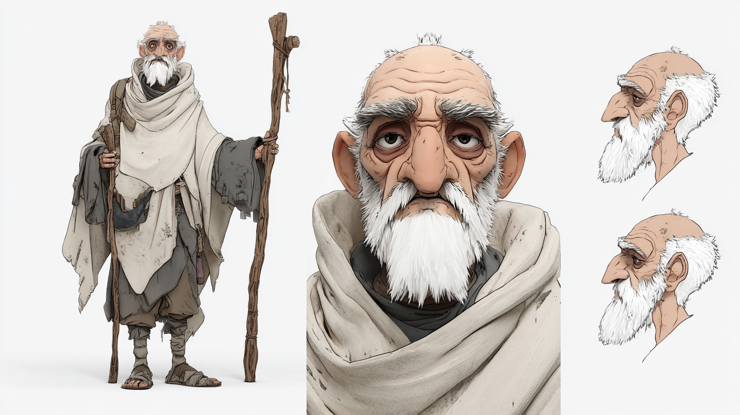 ภาพพอร์ตเทรตของชายชราในสไตล์การ์ตูน