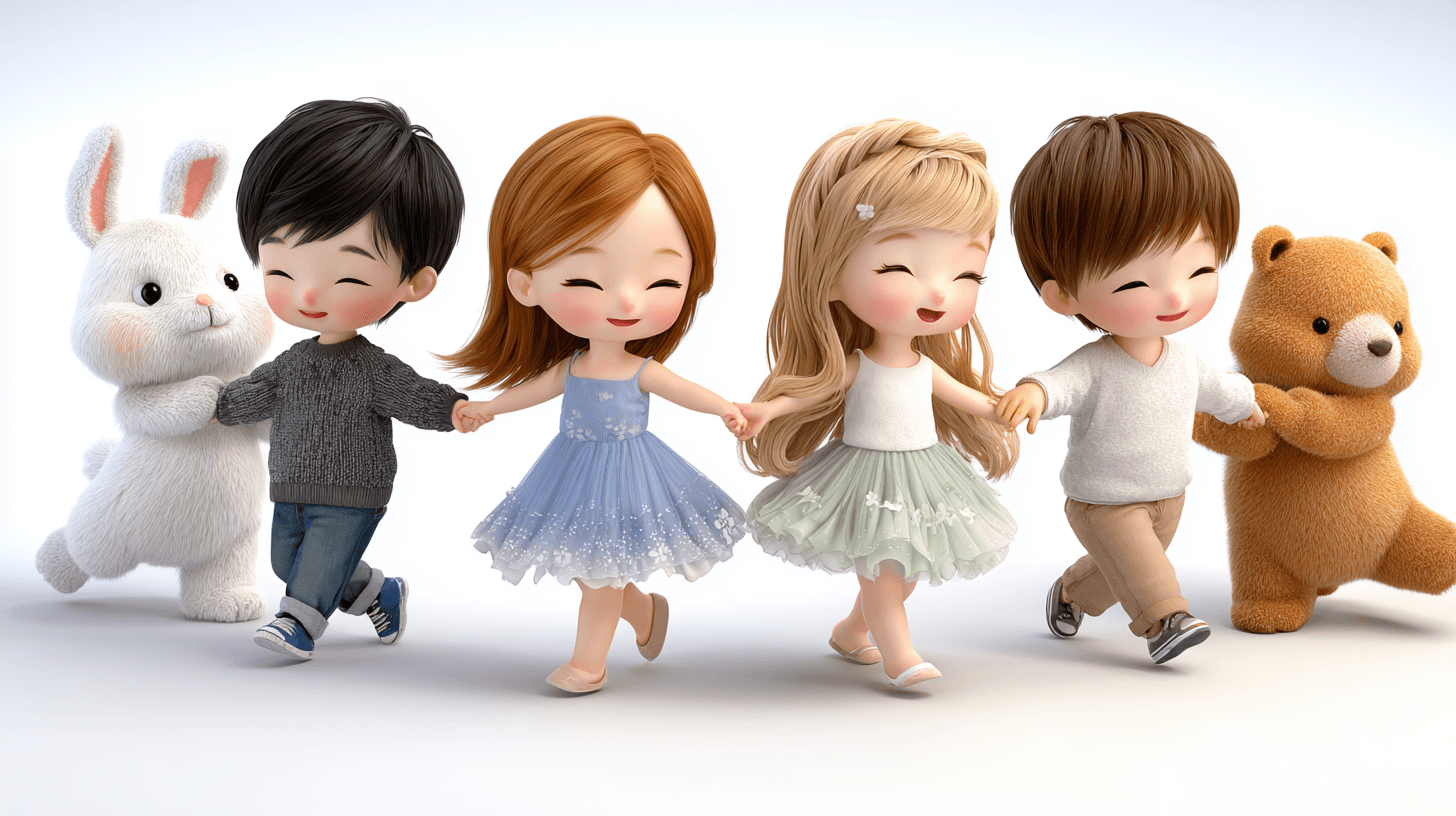 เด็กน่ารักกับสัตว์น่ารักในโลกแฟนตาซี