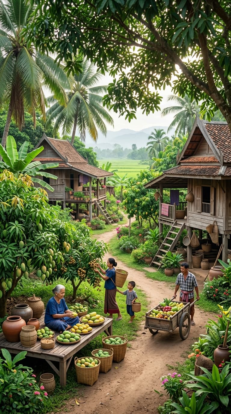 ชีวิตในหมู่บ้าน: ตลาดผลไม้สด