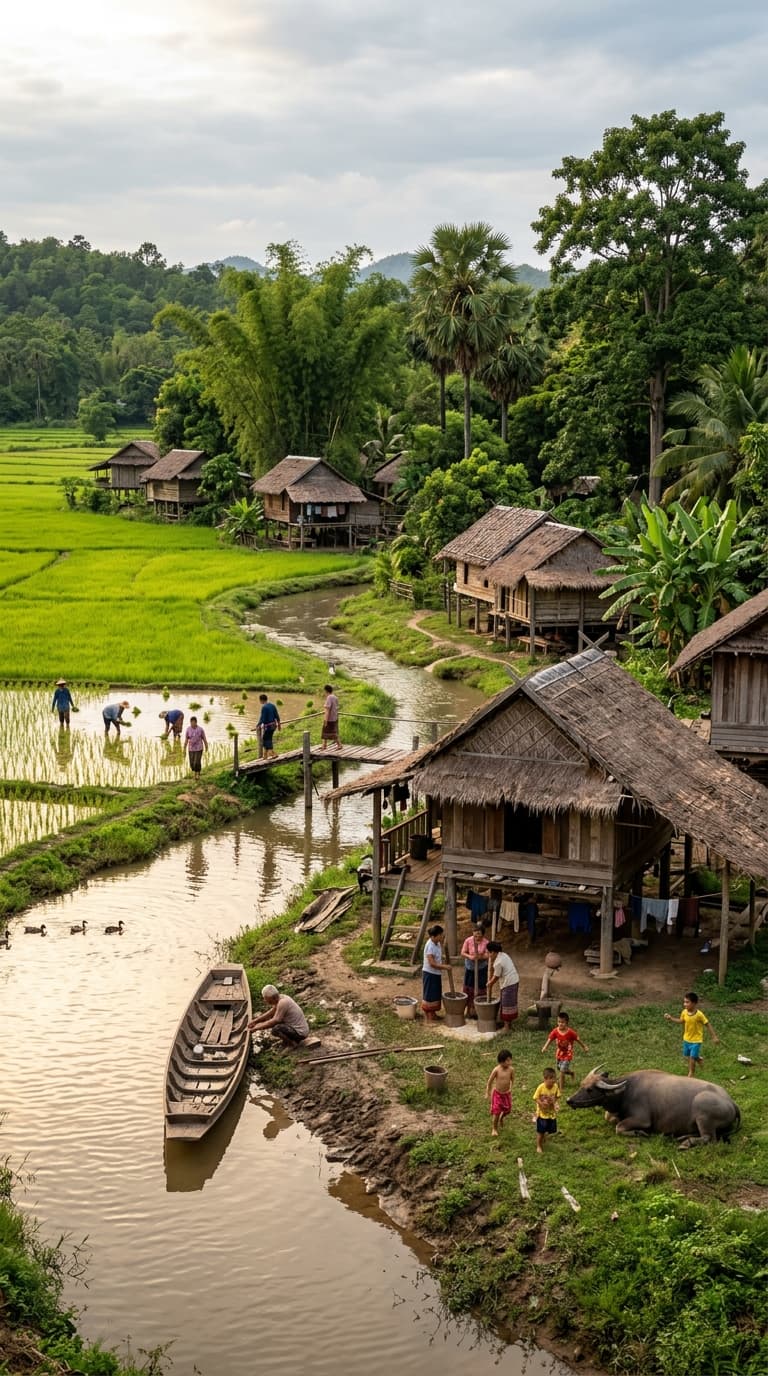 ภาพวิวชนบทที่สวยงามและสงบสุข