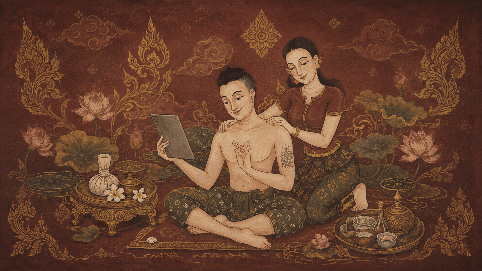 ภาพวาดไทยร่วมสมัยที่มีความงามและความสงบ