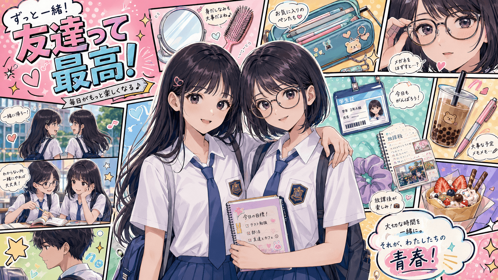 ภาพการ์ตูนวัยรุ่นที่น่ารักและสดใส