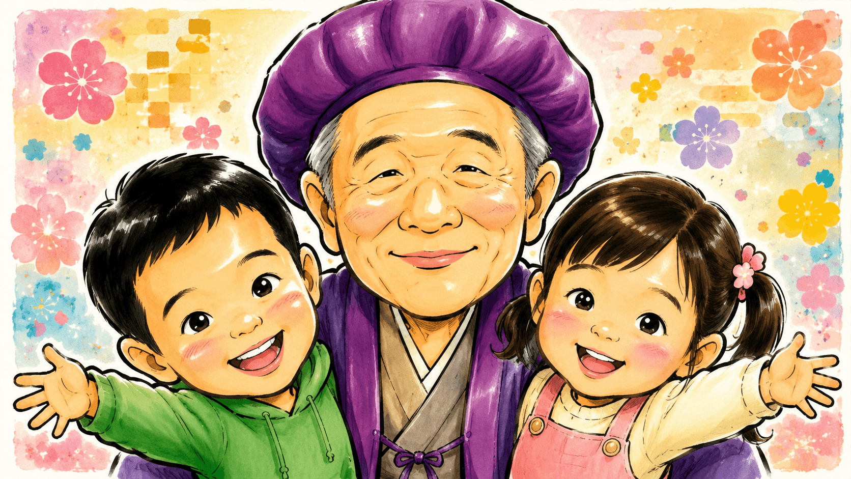 ภาพวาดครอบครัวอบอุ่นและมีความสุข