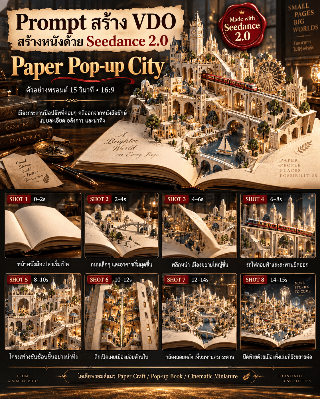 Seedance 2.0 Pop-up book paper craft animation